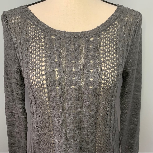 KENSIE | Gray Open Weave Sweater - Picture 2 of 9